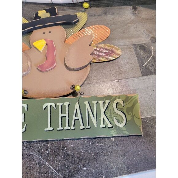 Pilgrim turkey give thanks sign decor fall - Picture 4 of 7